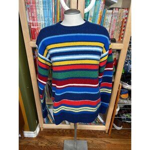 Polo by Ralph Lauren Voyager navy stripe wool sweater size M rainbow funky
